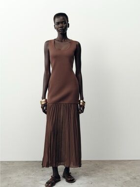 Zara chocolate brown knit dress